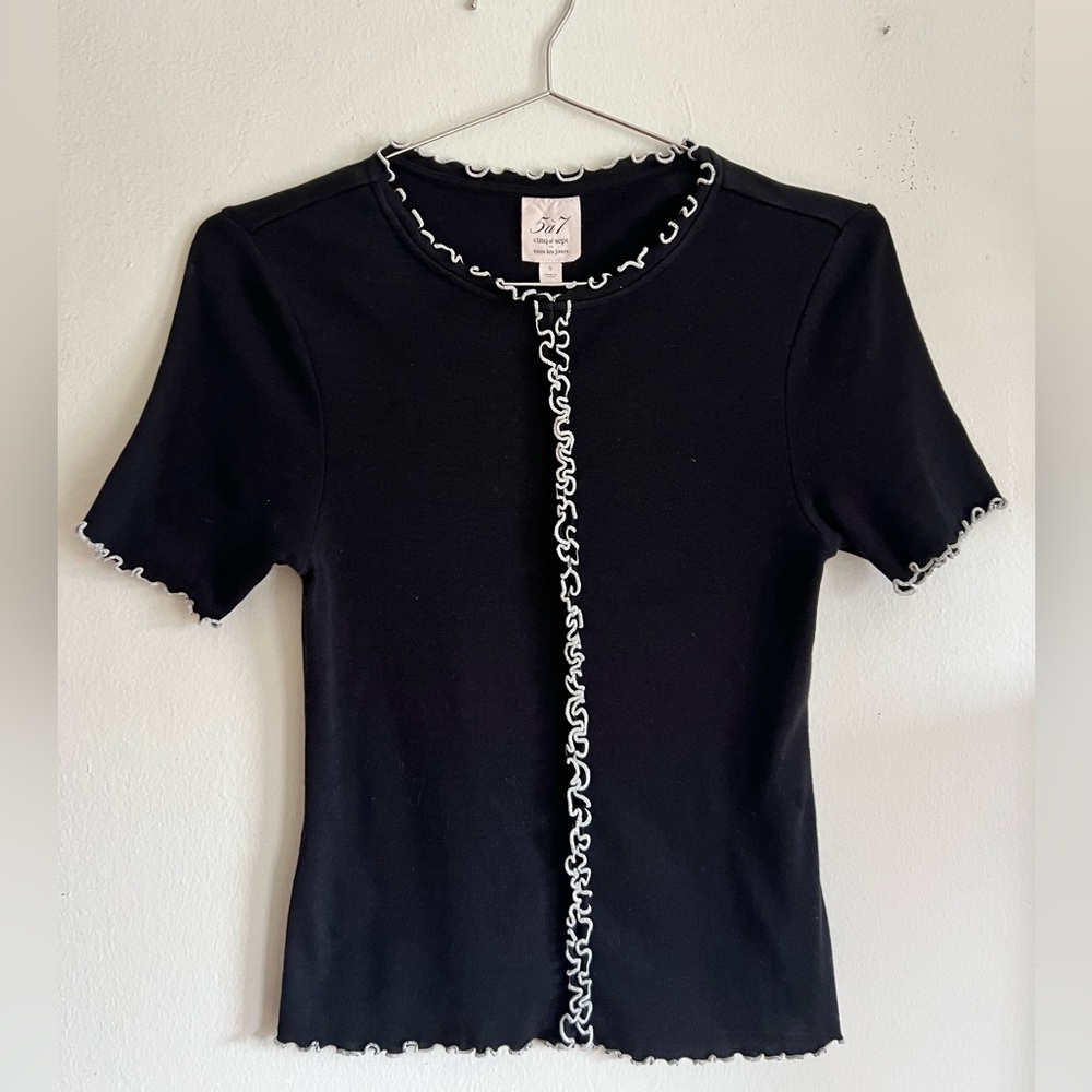 *SOLD*Cinq À Sept Black Frill Top